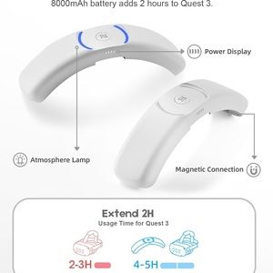 T3 Battery Head Strap for Meta Quest 3, 8000mAh Batt Pack Acc, AdjComfort Elite